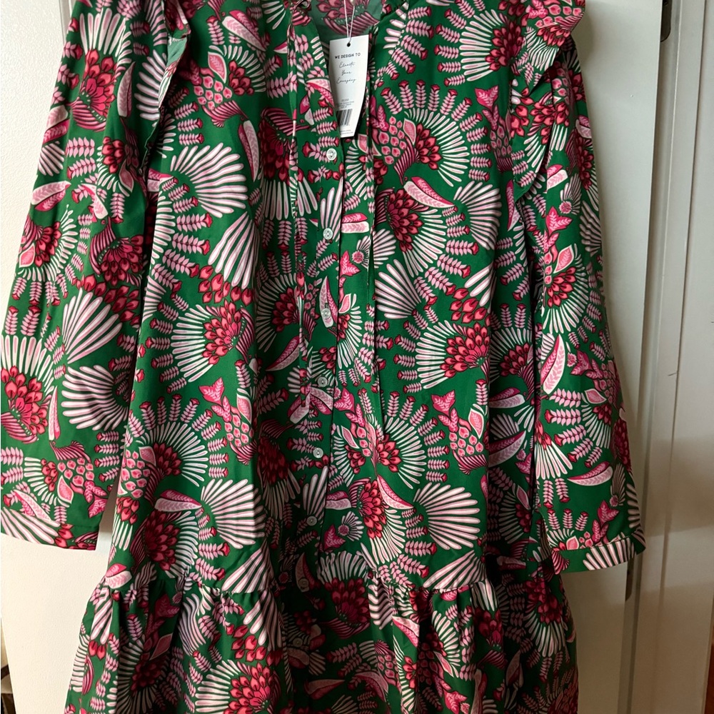 Floral Green and Pink Mini Dress